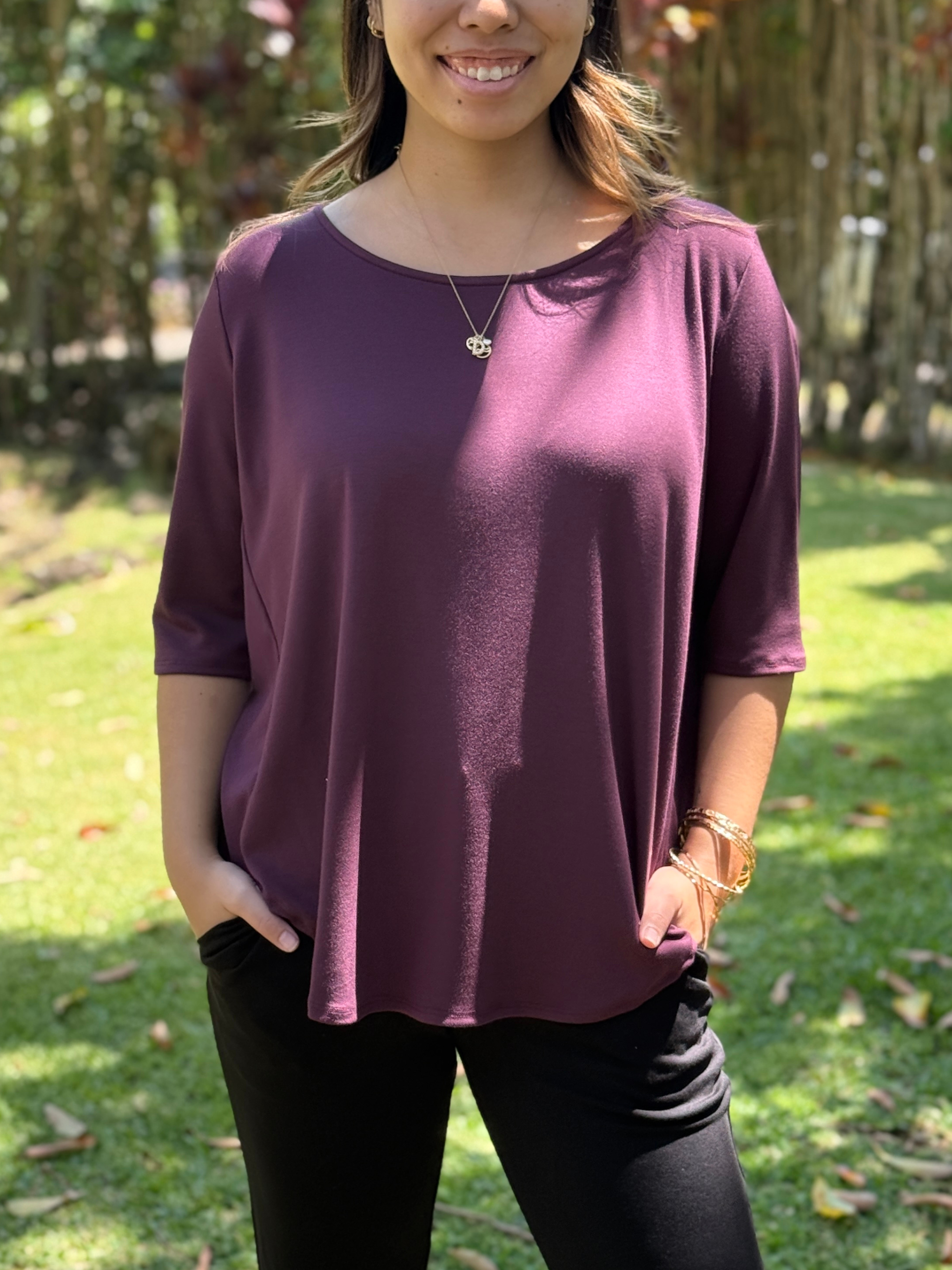 Hannah Top - Bordeaux Soft Ponte