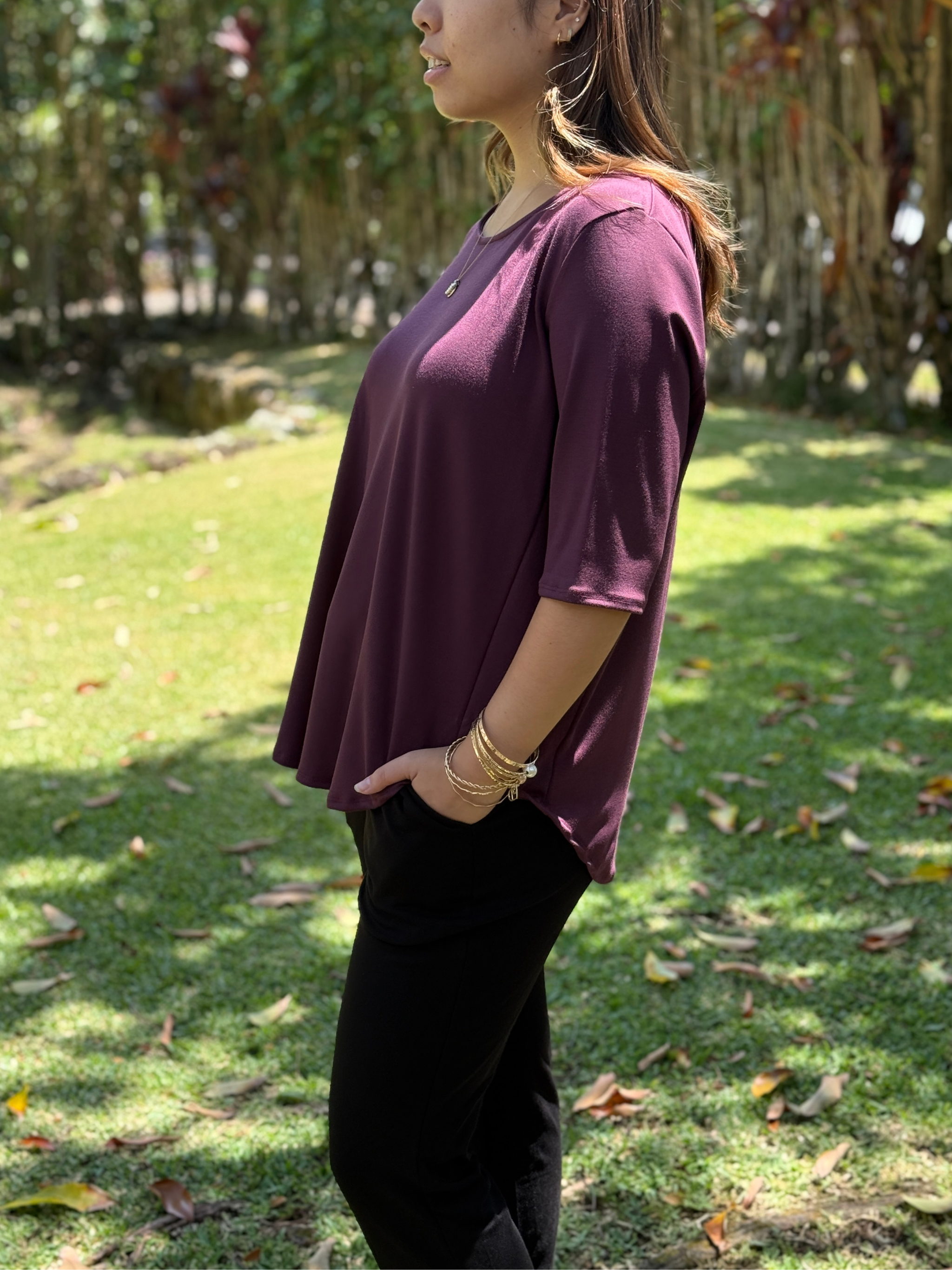 Hannah Top - Bordeaux Soft Ponte