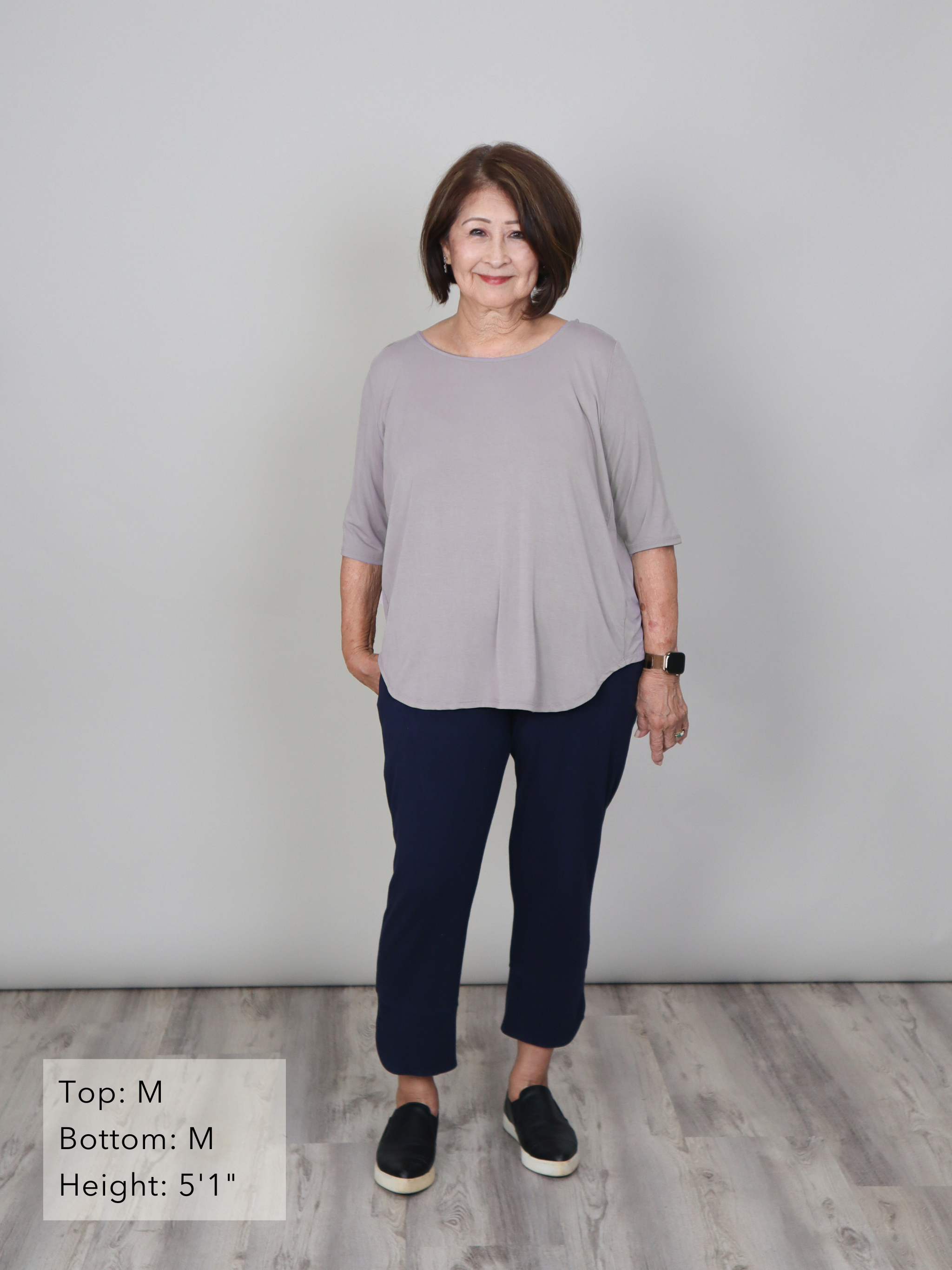 Hannah Top - Grey Skies Soft Ponte