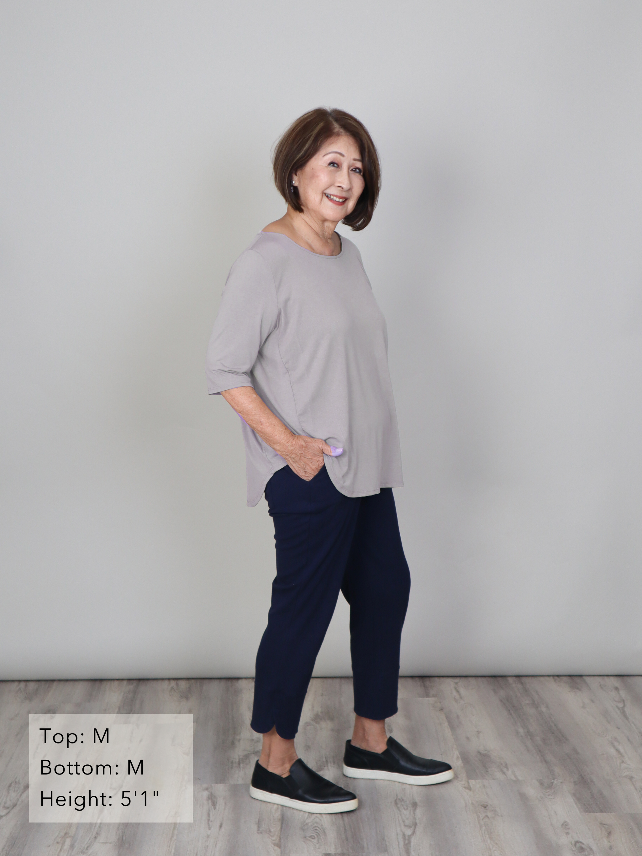 Hannah Top - Grey Skies Soft Ponte