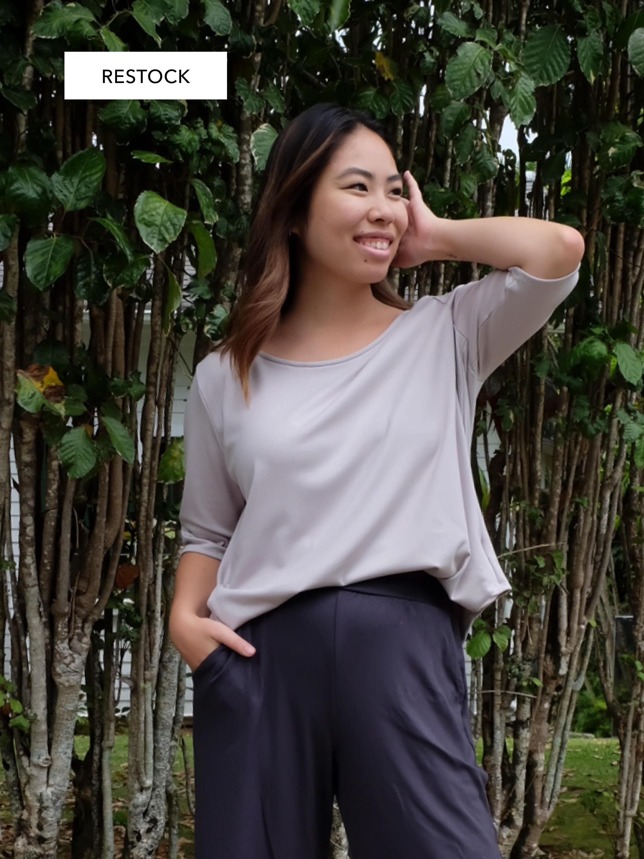 Hannah Top - Grey Skies Soft Ponte