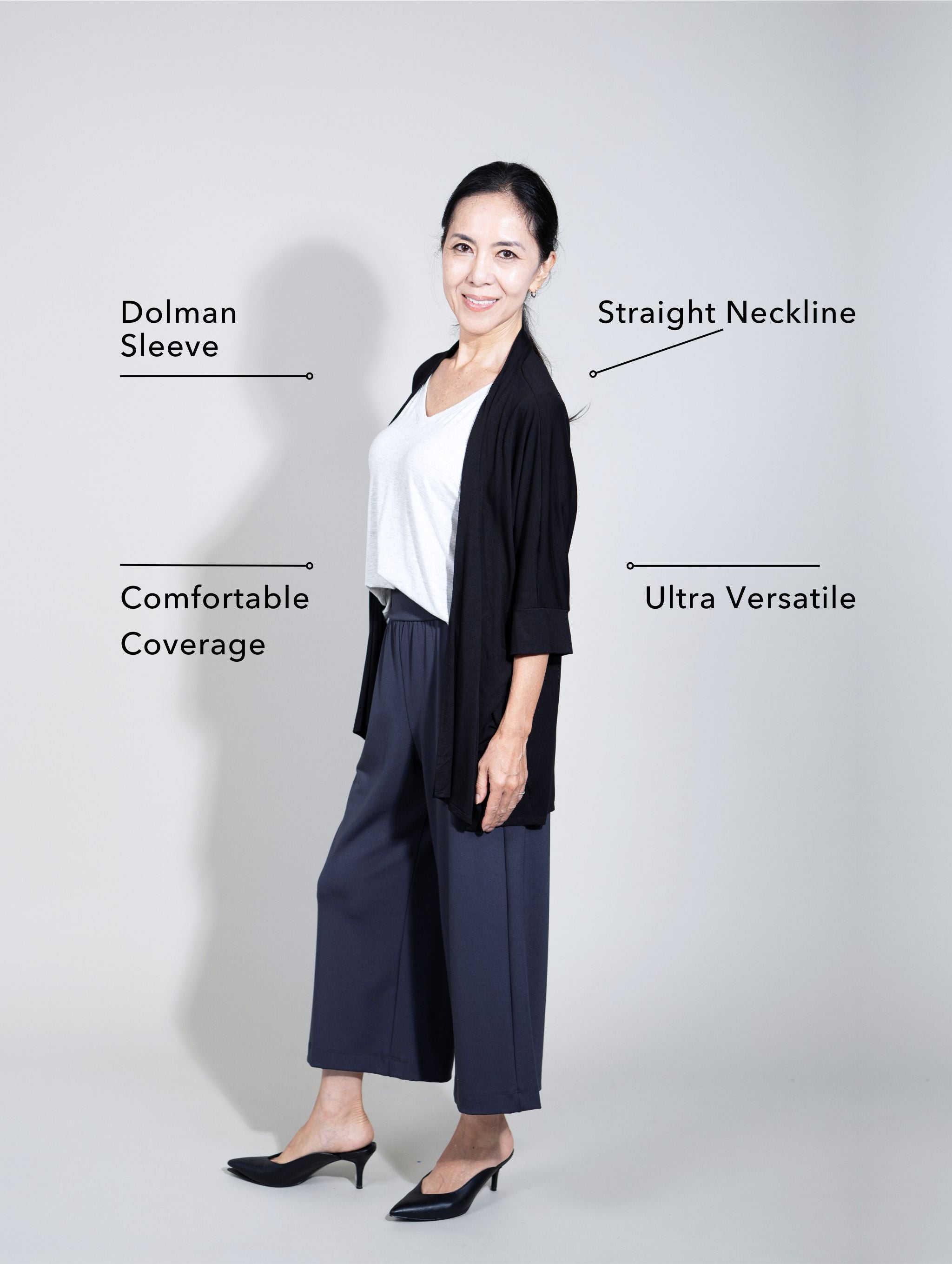 Loren Kimono - Black Soft Ponte