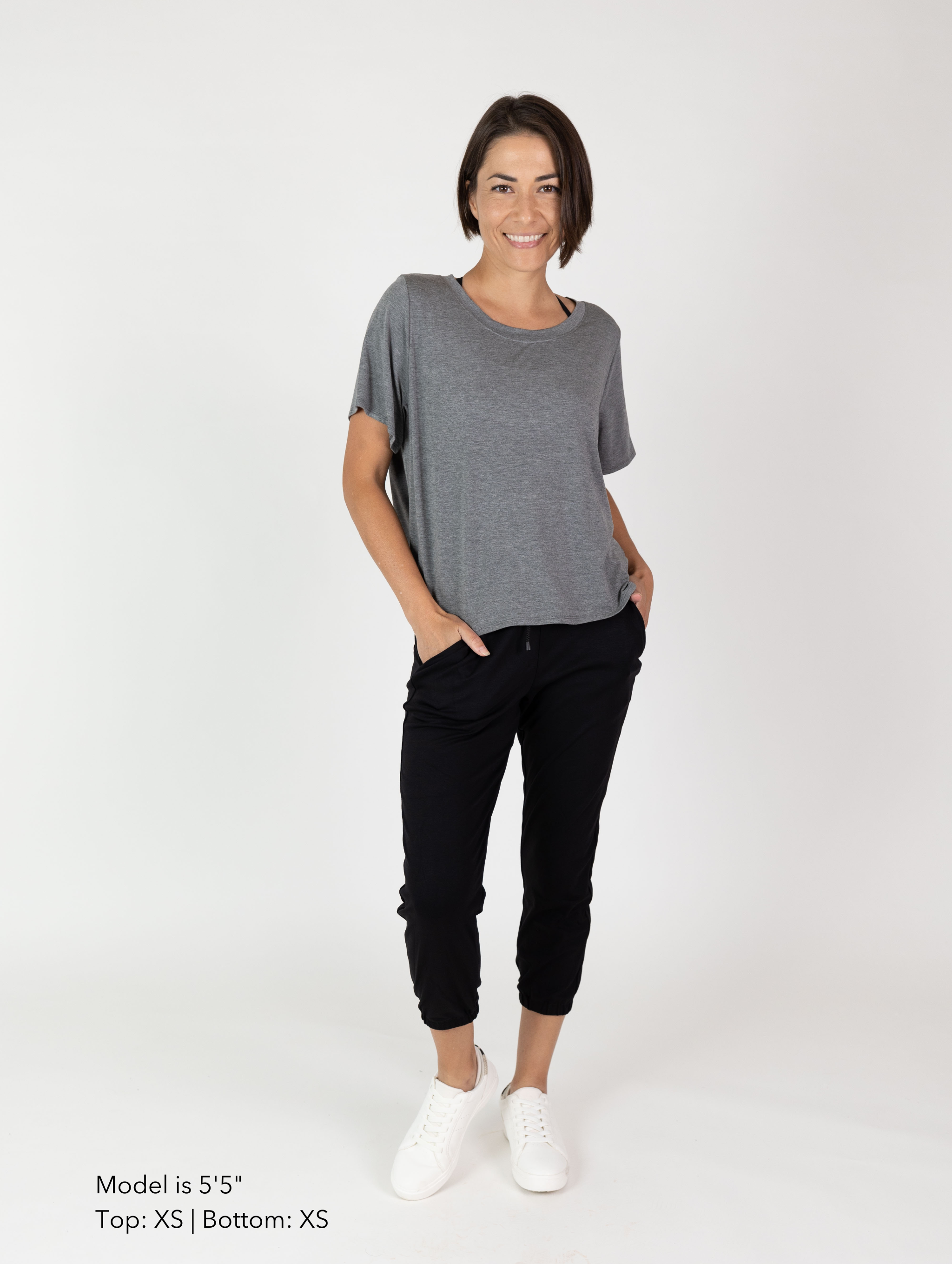 Emi Top - Charcoal Rayon Jersey