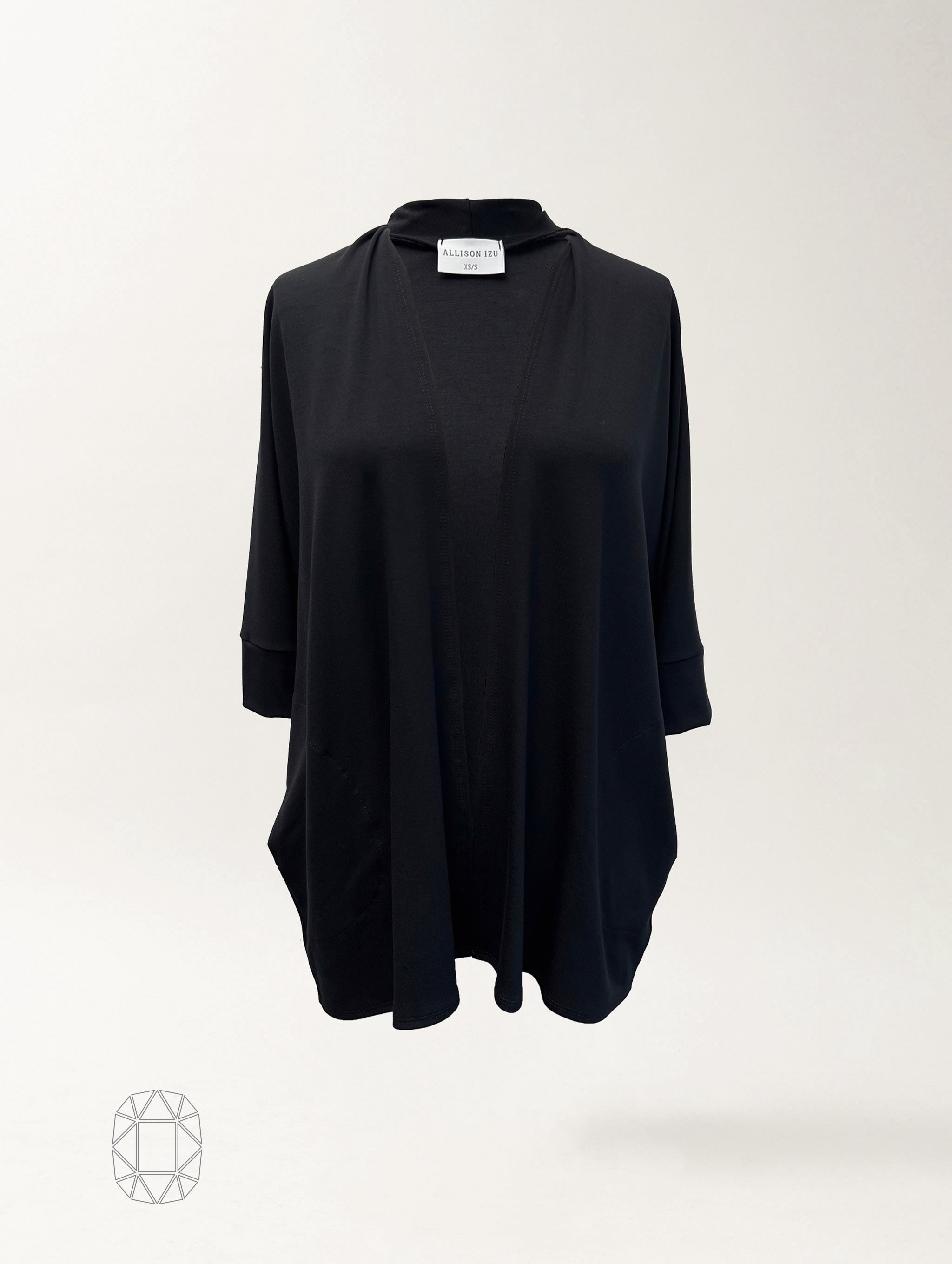 Loren Kimono - Black Rayon Jersey
