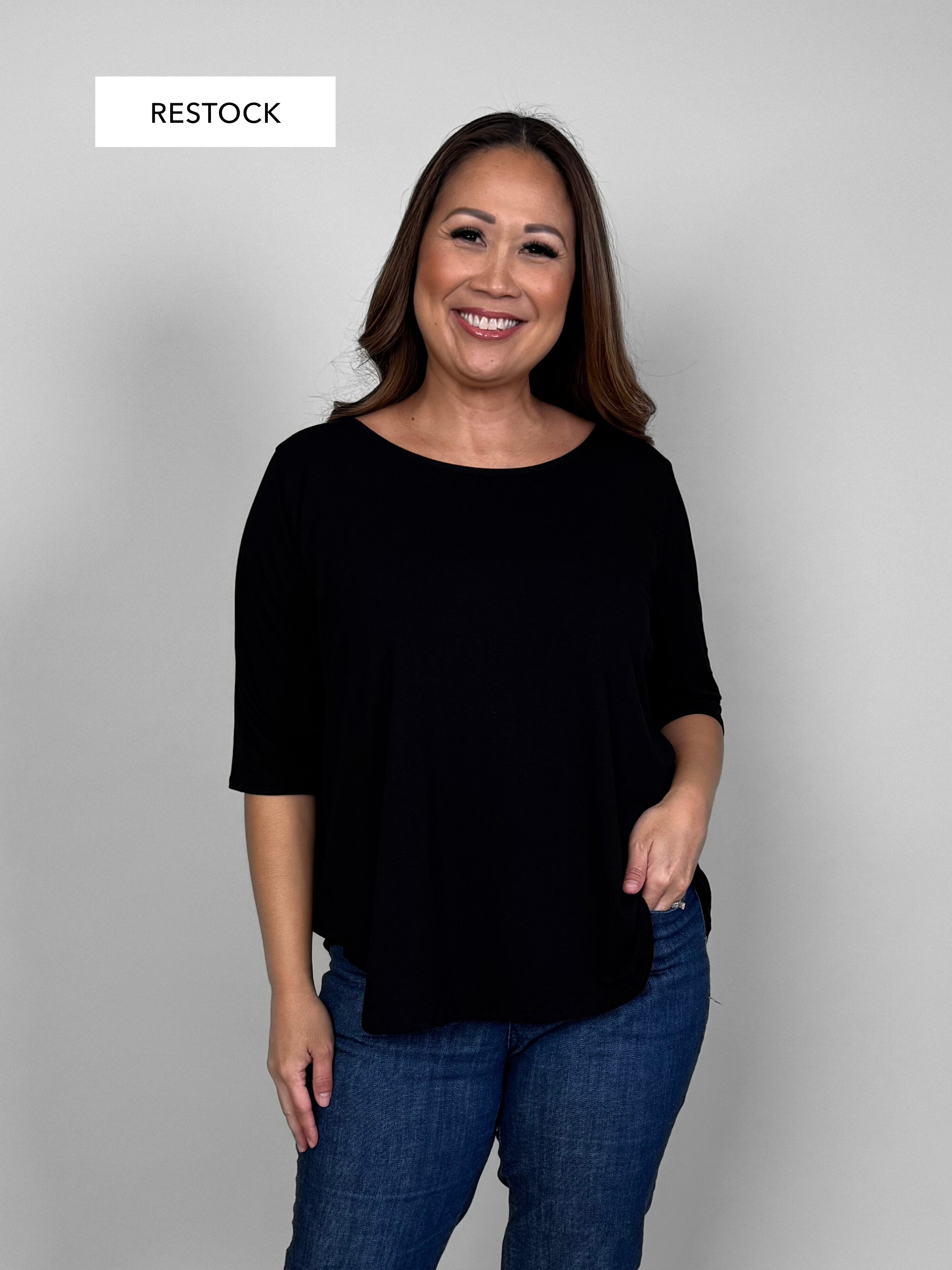 Hannah Top - Black Rayon Jersey