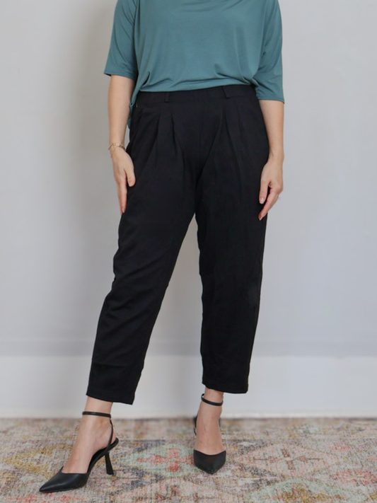 Bowery Pull On Balloon Pant - Black Twill Ponte
