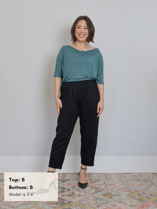 Bowery Pull On Balloon Pant - Black Twill Ponte
