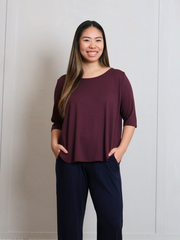 Hannah Top - Bordeaux Soft Ponte