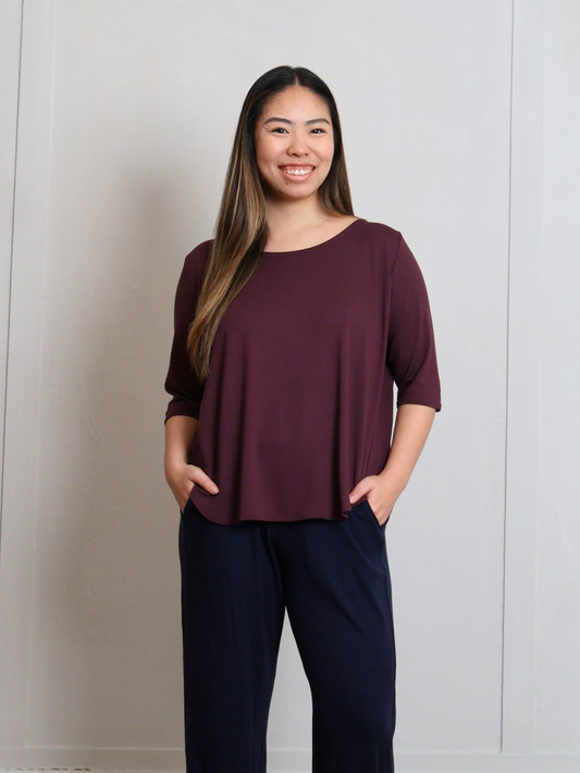 Hannah Top - Bordeaux Soft Ponte