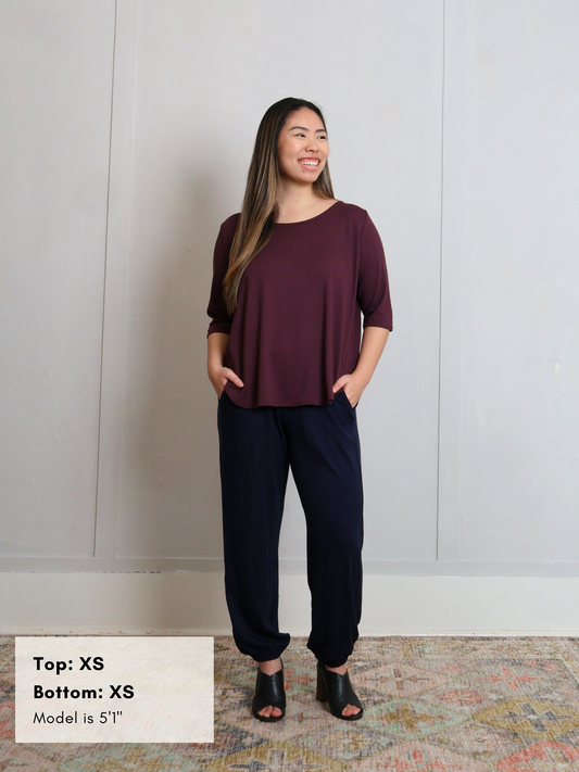 Hannah Top - Bordeaux Soft Ponte
