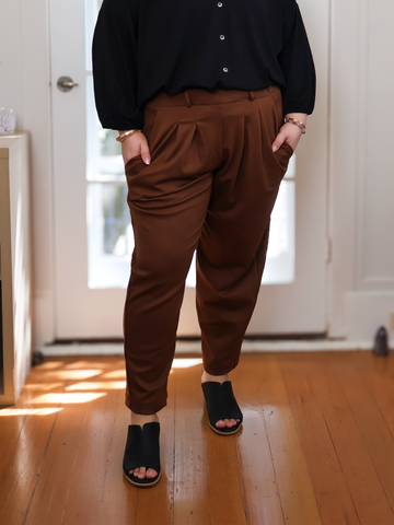 Bowery Pull On Balloon Pant - Toffee Twill Ponte