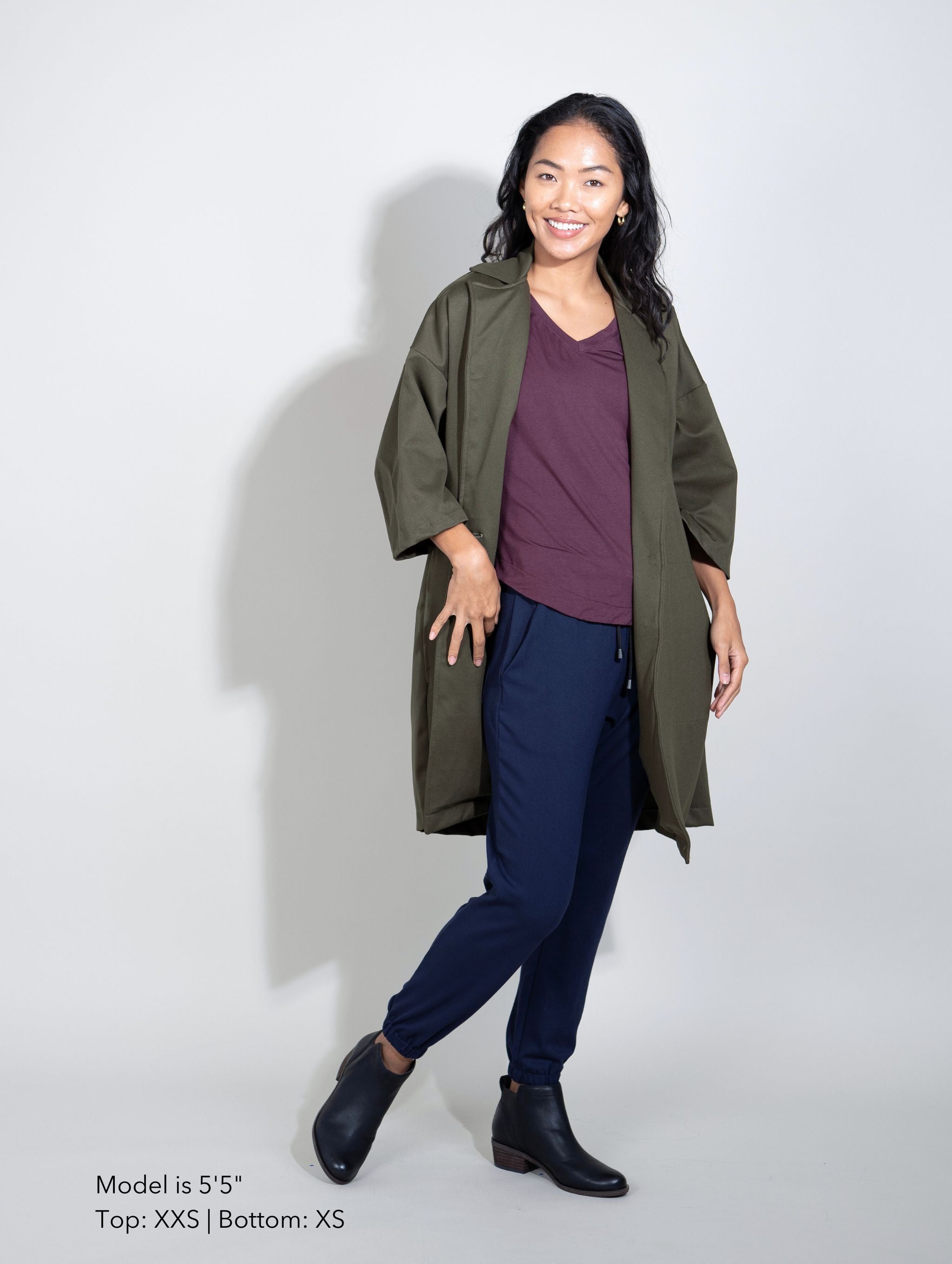 Rachel Coat - Olive Twill Ponte