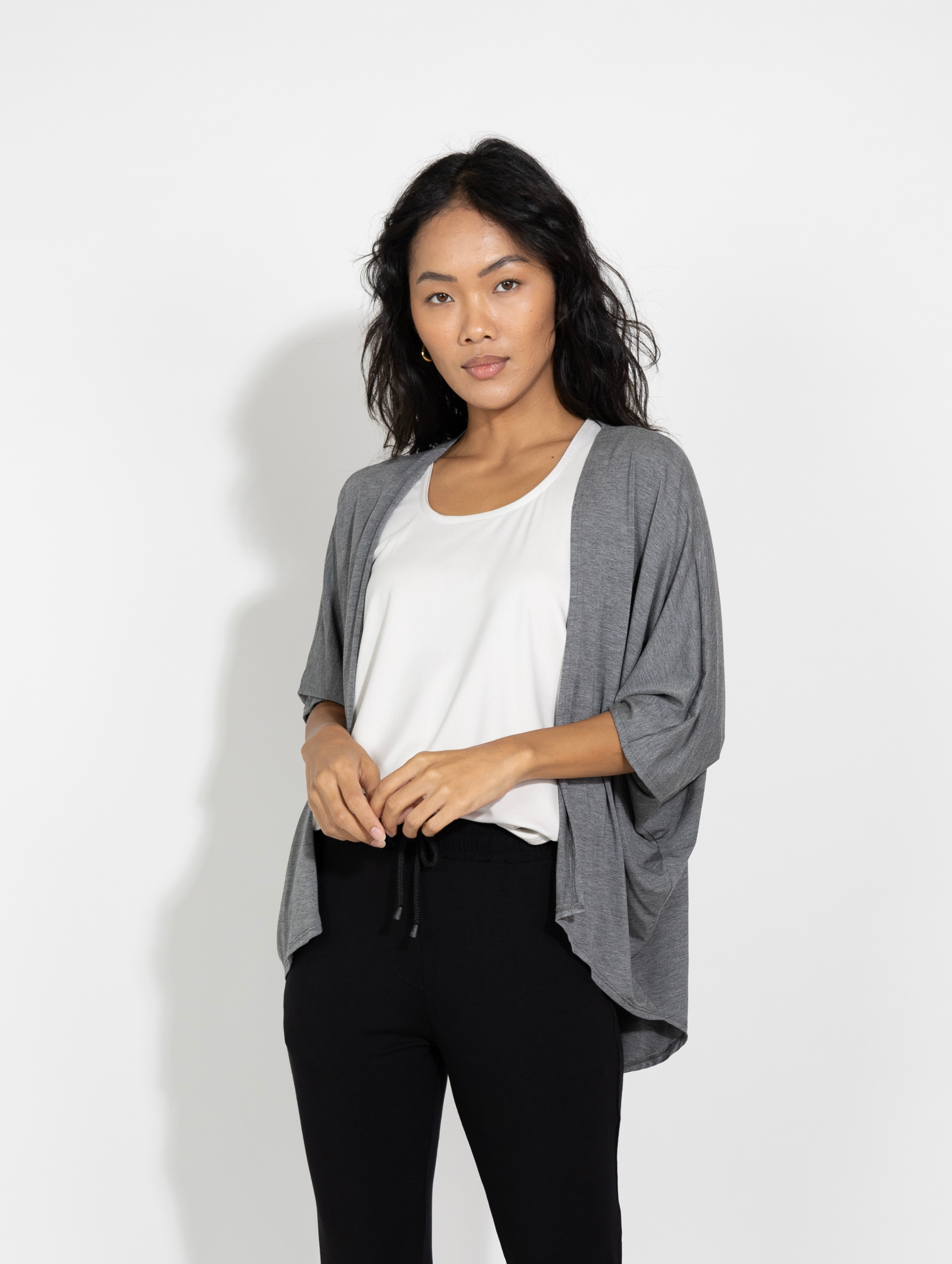 Joan Cover Up - Charcoal Rayon Jersey