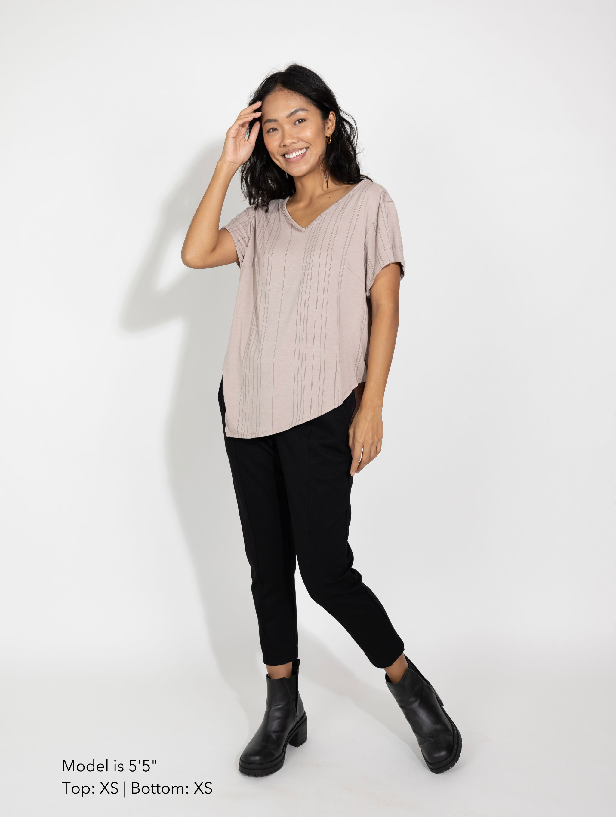 Chloe Top - Sandstone Etched Lines