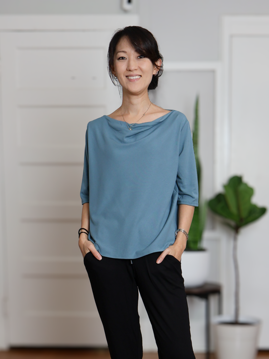 Jana Top - Silver Blue Soft Ponte