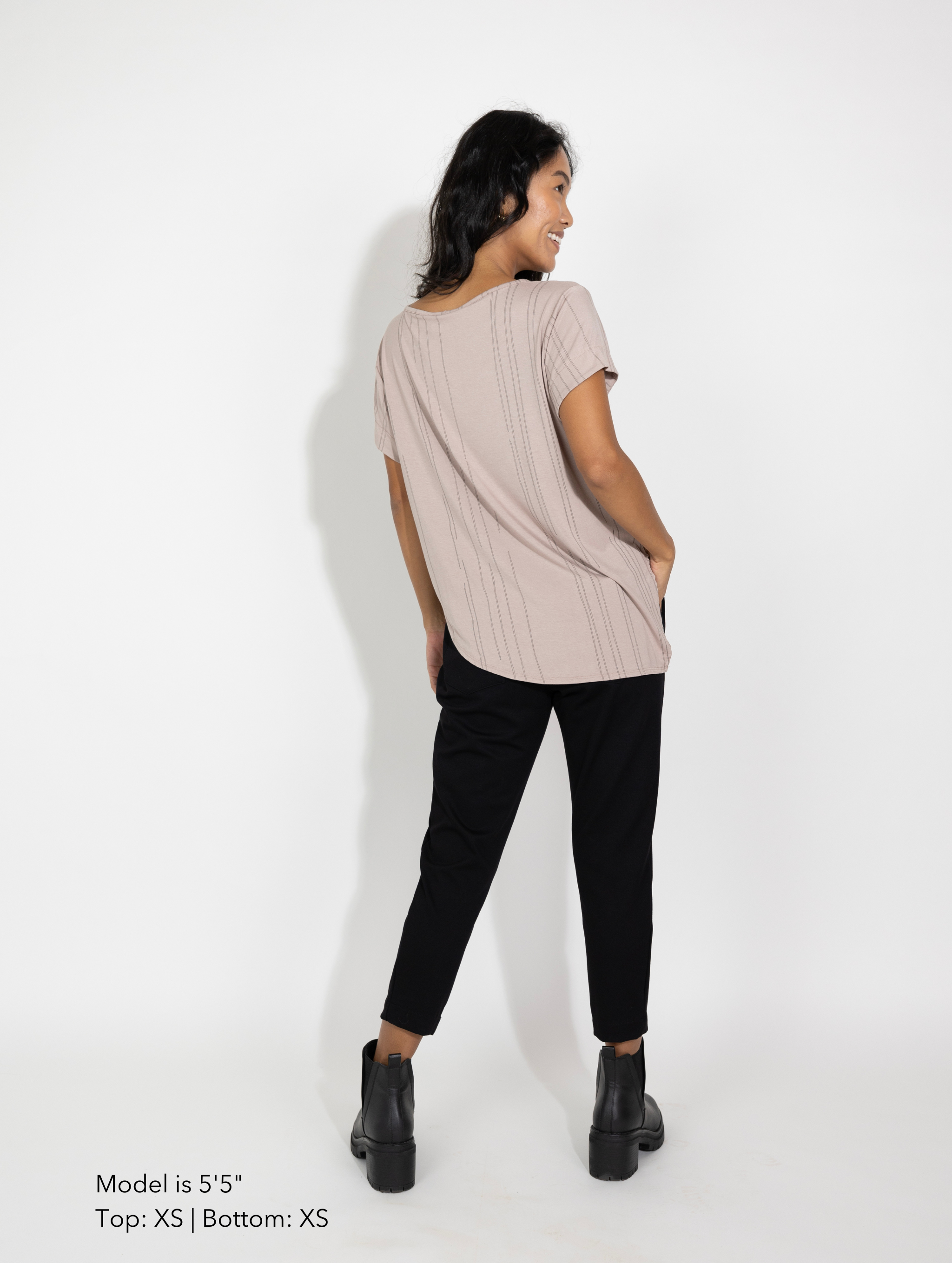 Chloe Top - Sandstone Etched Lines