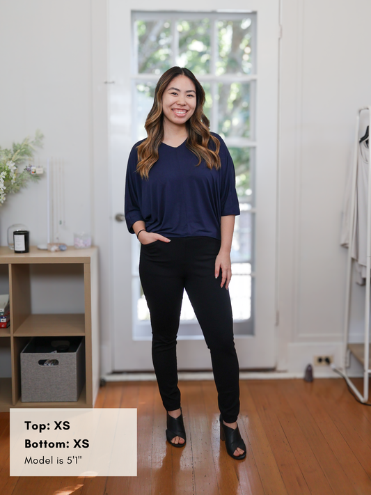 Megumi Top: Midnight Rayon Jersey