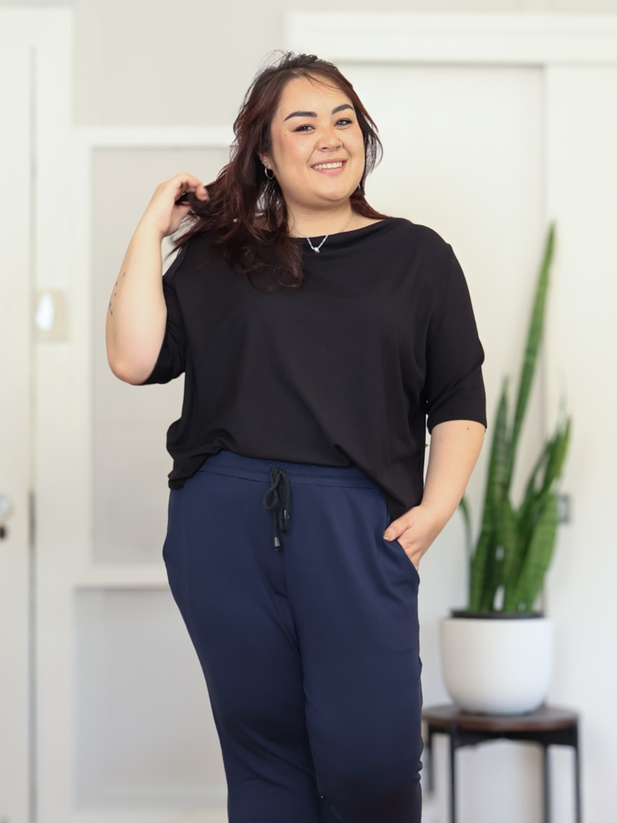 Jana Top - Black Rayon Jersey