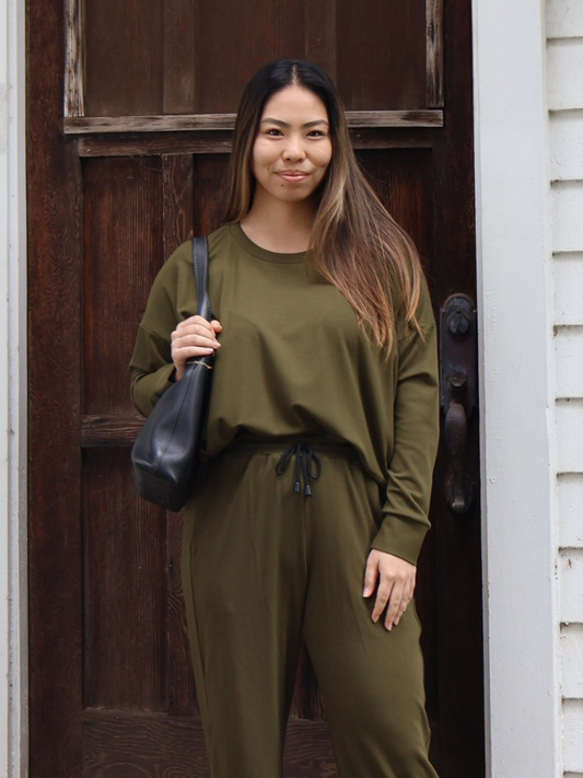 Gabby Sweatshirt - Moss Soft Ponte