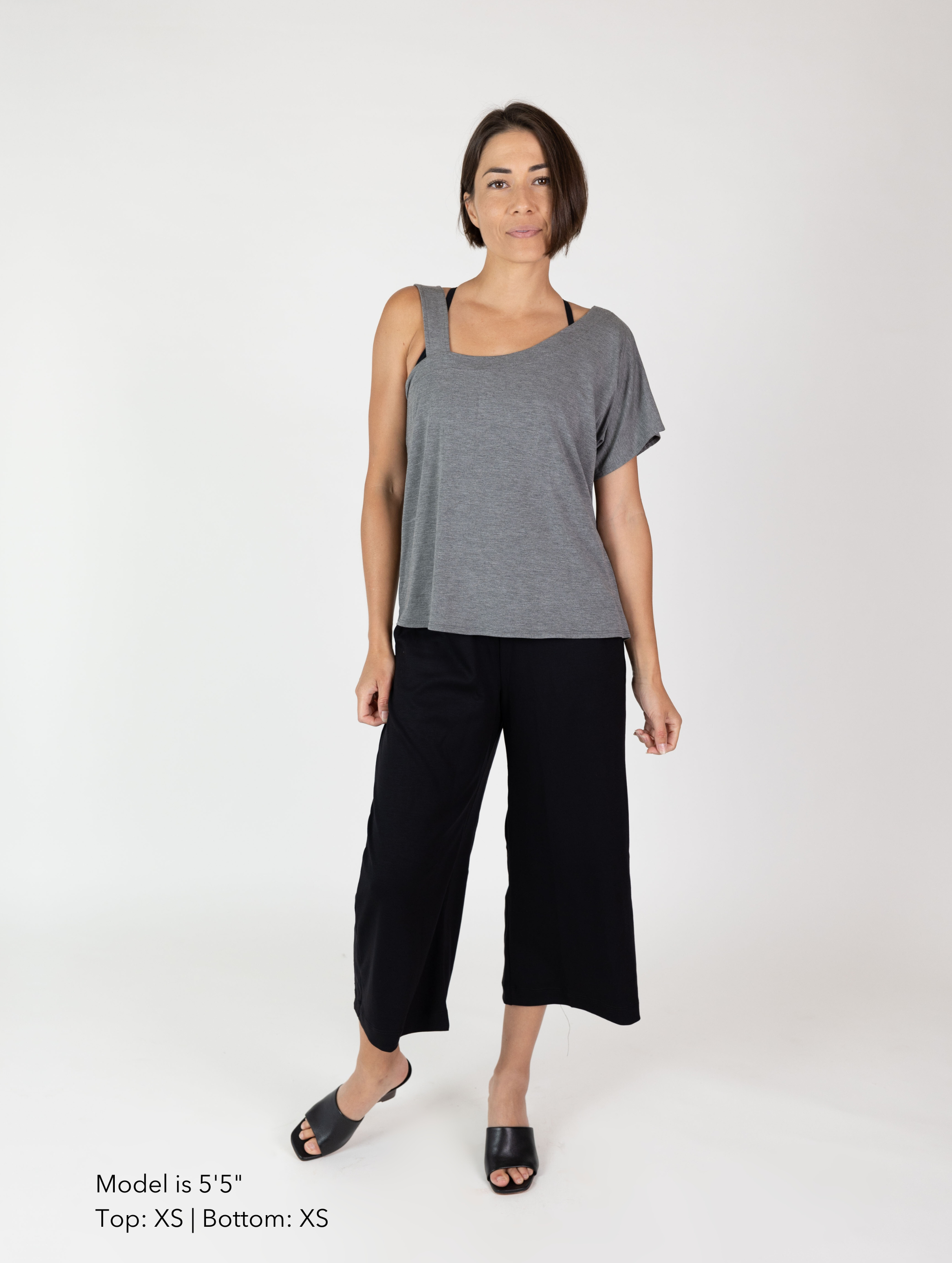 Gigi 2 Piece Top - Charcoal Rayon Jersey