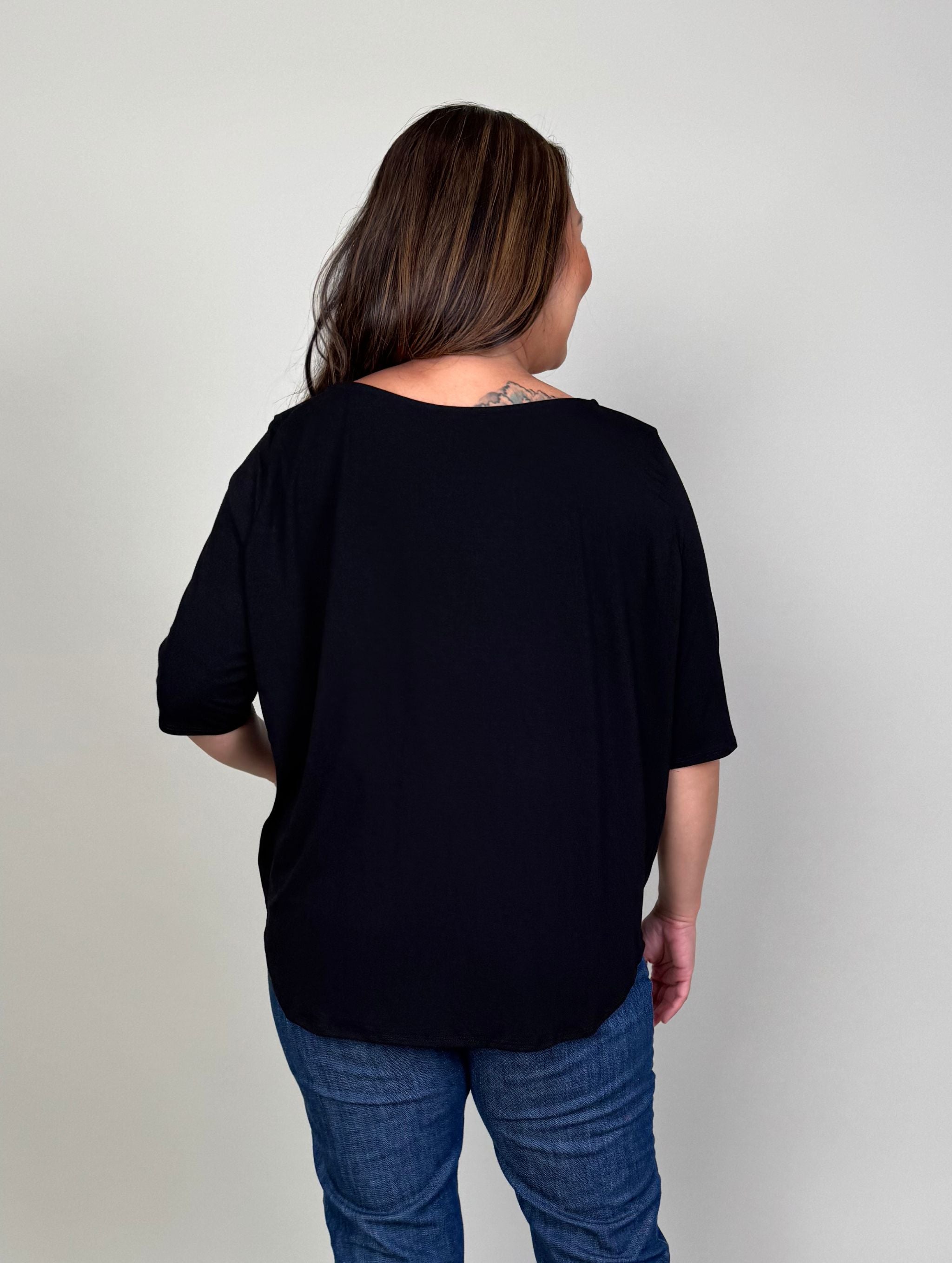 Hannah Top - Black Rayon Jersey