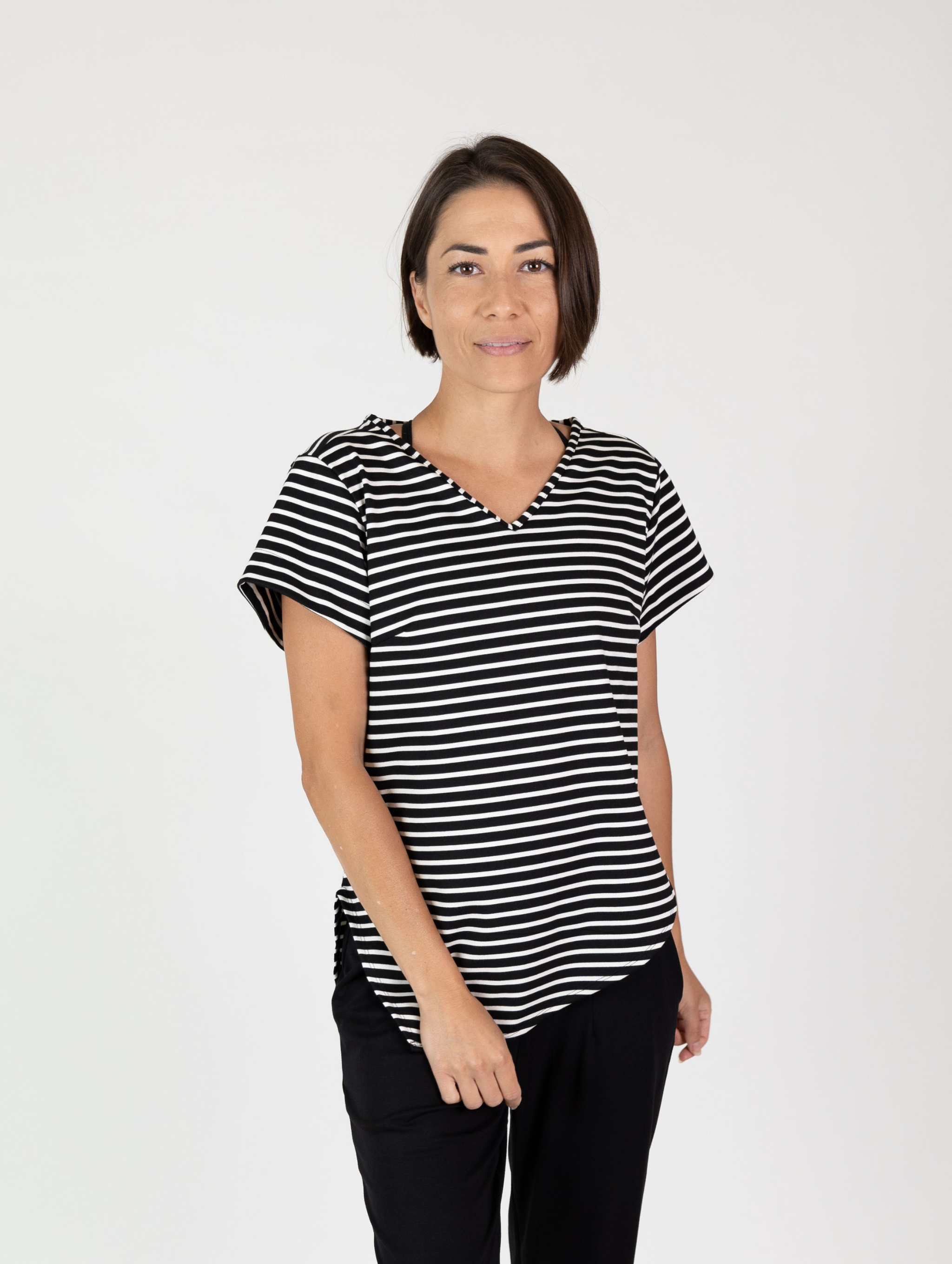 Chloe Top - B/W Stripe