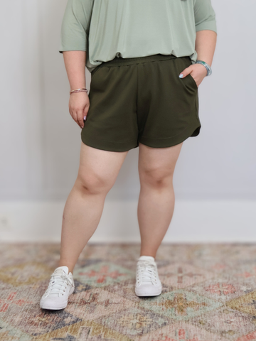 Havana Short - Olive Twill Ponte