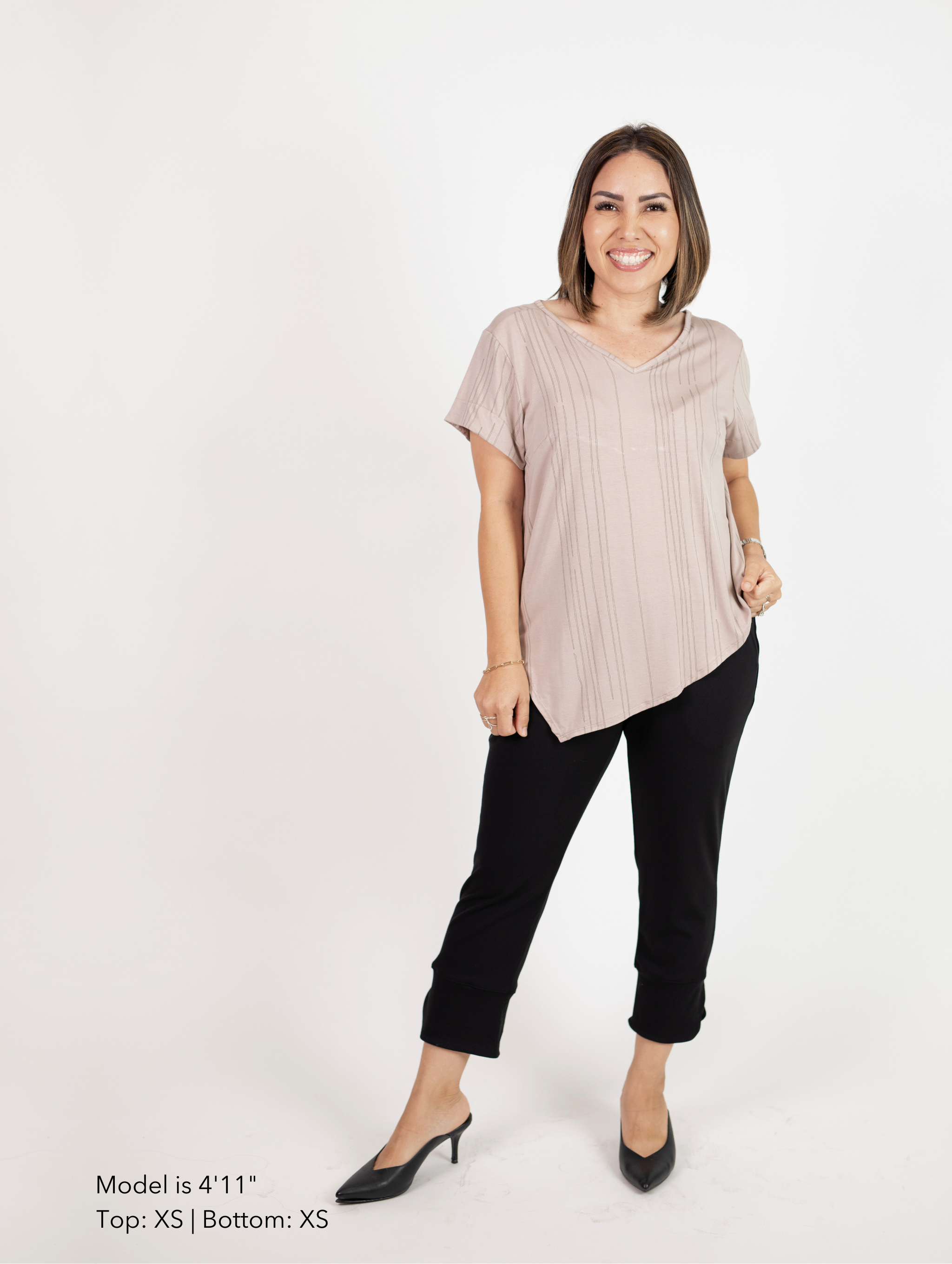 Chloe Top - Sandstone Etched Lines