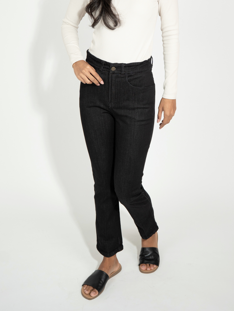 Hotel Slim Straight Jean - Black Denim | Allison Izu