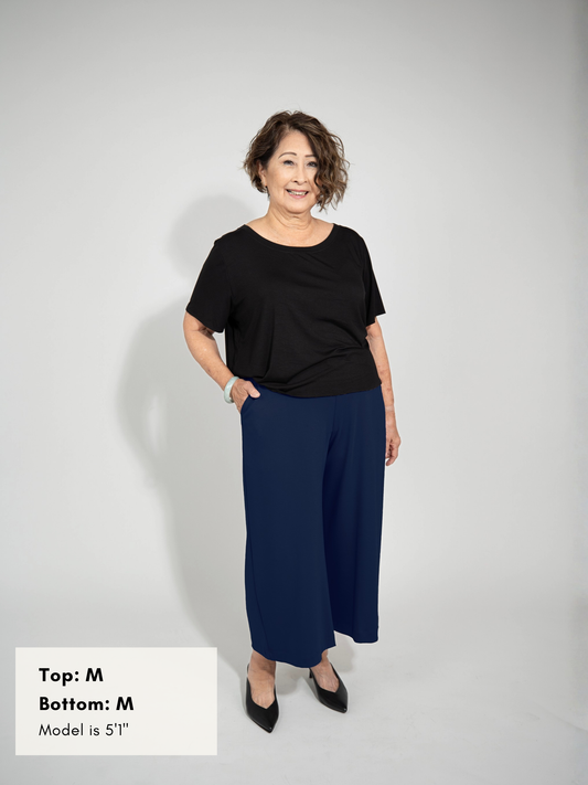 Milo Pant - Midnight Rayon Jersey
