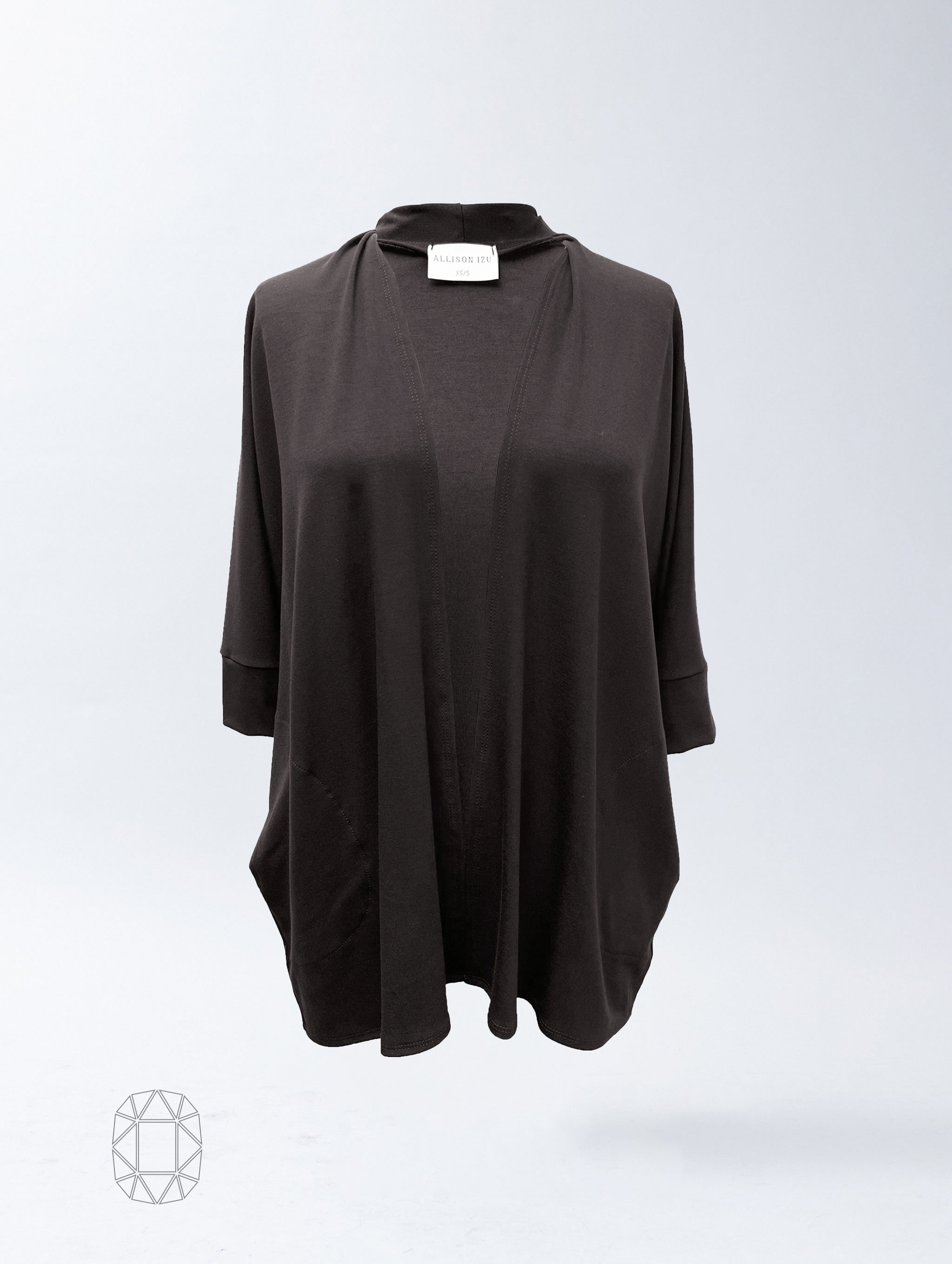 Loren Kimono - Washed Black Rayon Jersey