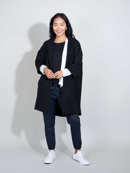 Rachel Coat - Black Maze Ponte | Allison Izu