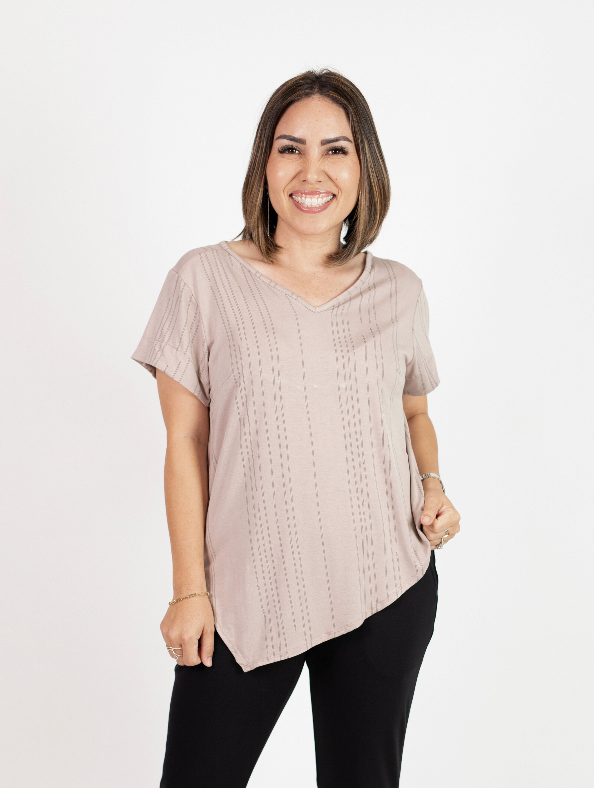 Chloe Top - Sandstone Etched Lines