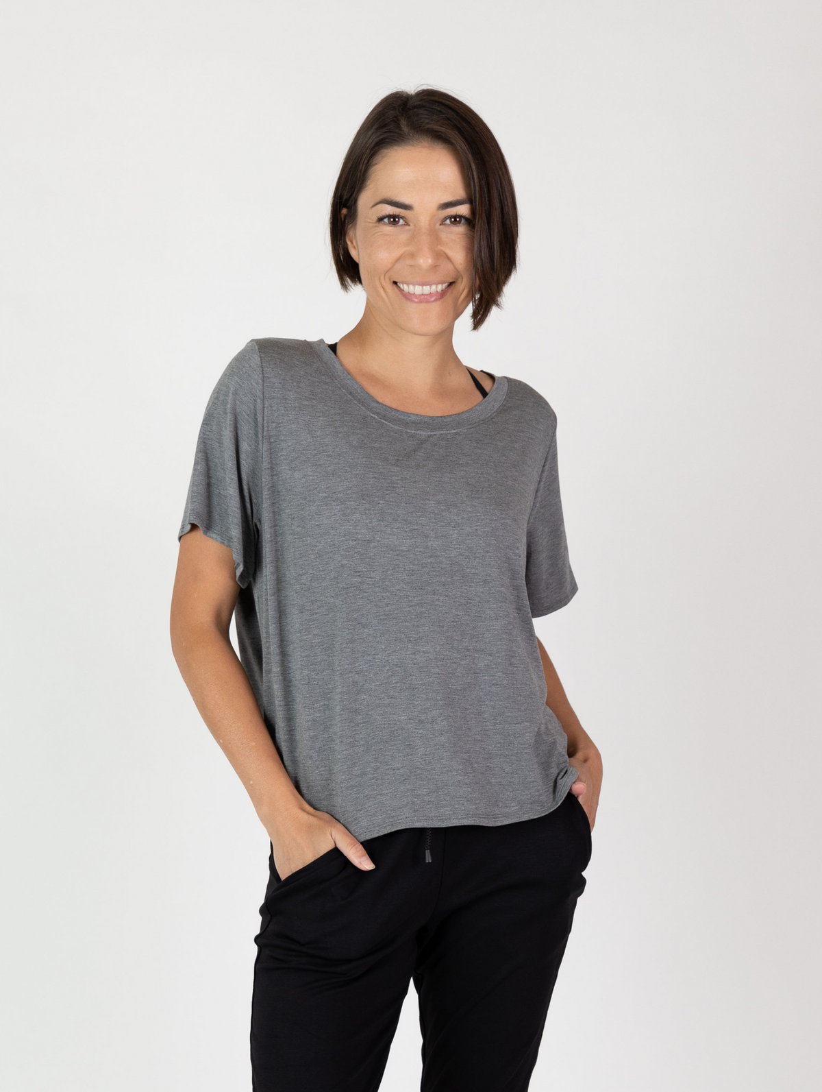Emi Top - Charcoal Rayon Jersey