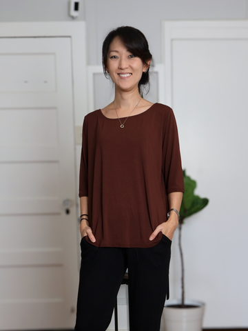 Hannah Top - Chocolate Rayon Jersey