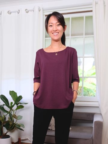 Hannah Top - Bordeaux Soft Ponte