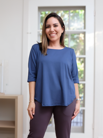 Hannah Top - Deep Sky Soft Ponte