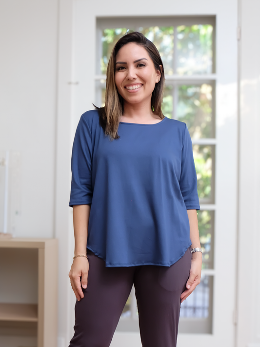 Hannah Top - Deep Sky Soft Ponte