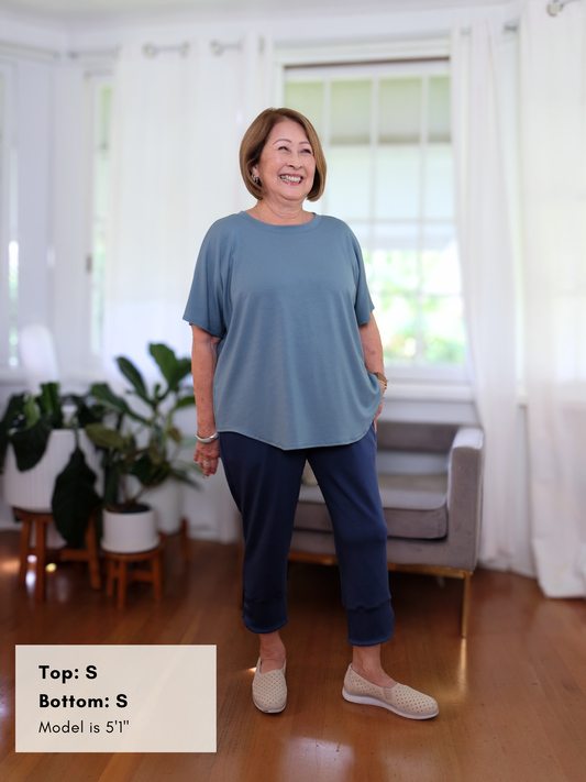 Dayna Top - Silver Blue Soft Ponte