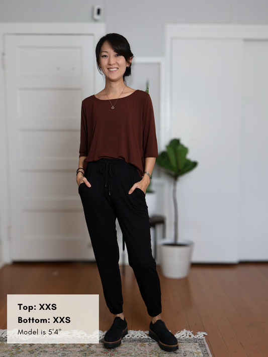 Hannah Top - Chocolate Rayon Jersey