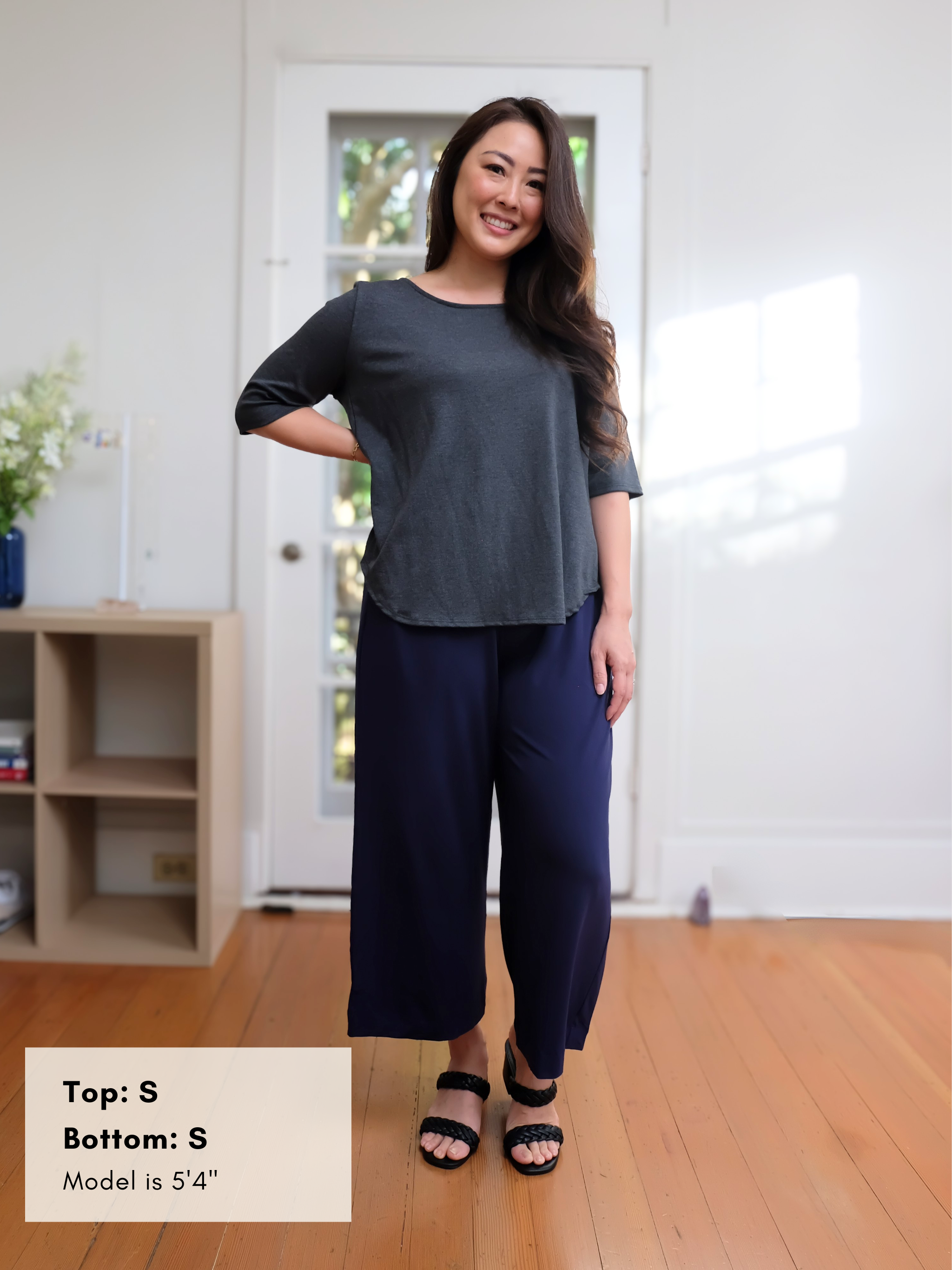 Hannah Top - Dark Charcoal Soft Ponte