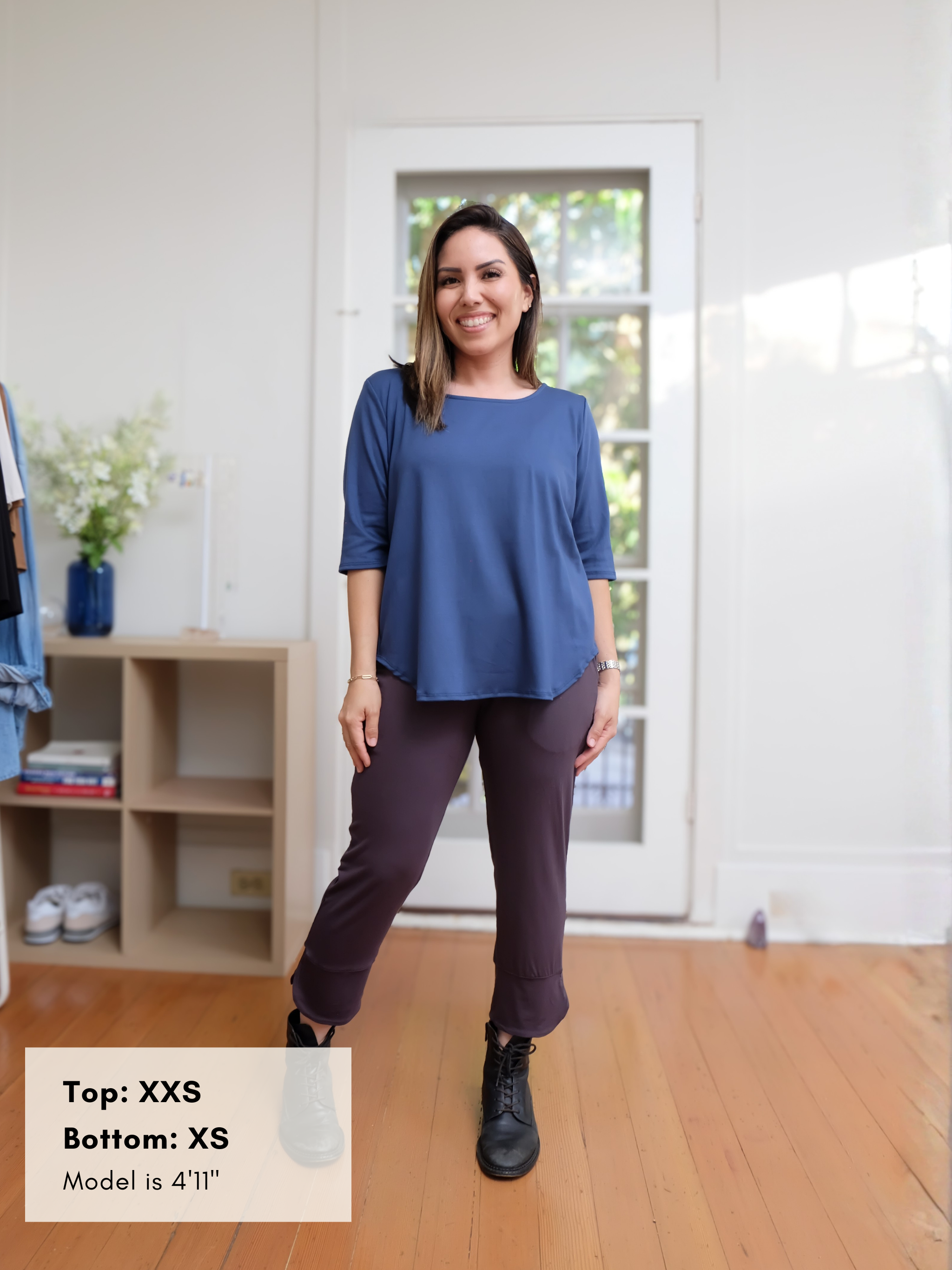 Hannah Top - Deep Sky Soft Ponte