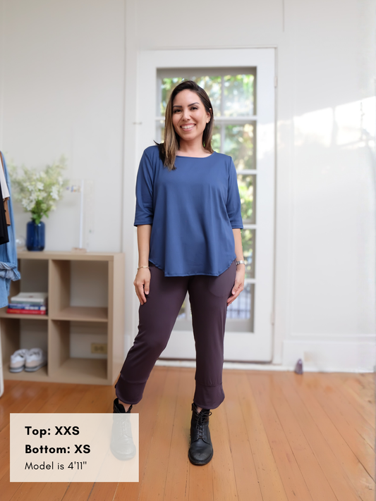 Hannah Top - Deep Sky Soft Ponte