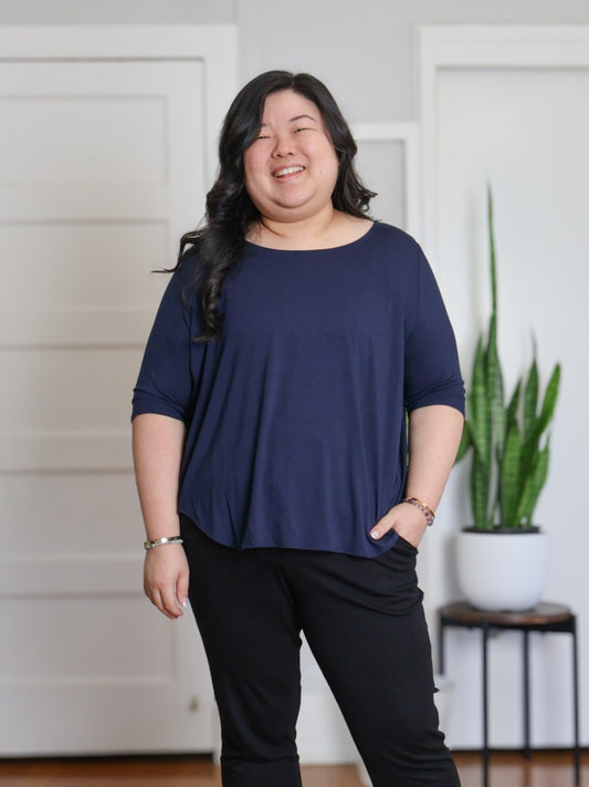 Hannah Top - Midnight Rayon Jersey
