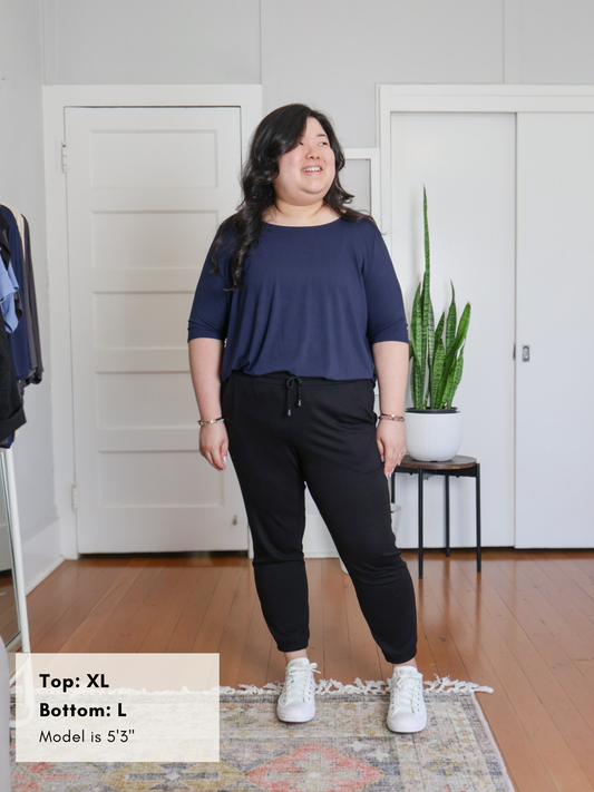 Hannah Top - Midnight Rayon Jersey